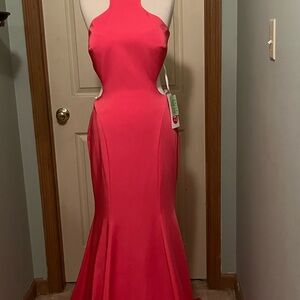 Elegant Pink Halter Dress